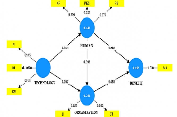 Direct path diagram based on path coefisient output