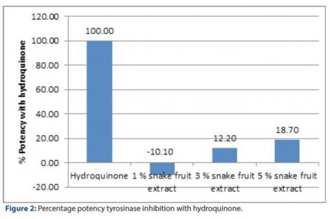 Percentage potency tyrosinase inhibition with hydroquinone