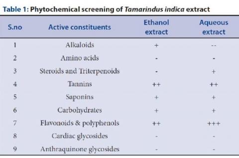 Phytochemical screening of Tamarindus indica extract