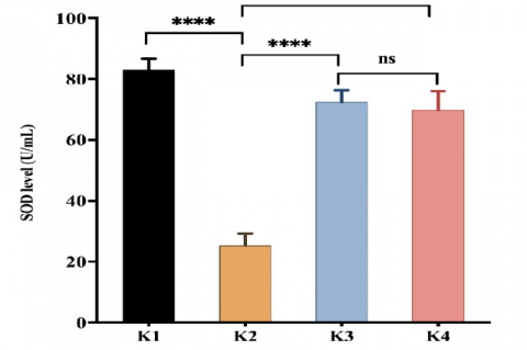 Mean Levels of SOD each group in Cigarette smoke – exposed rats. **** Significant p<0,0001